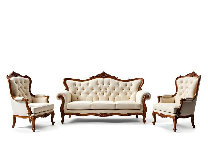 The Allure of Classic Furniture Isolated Set on White